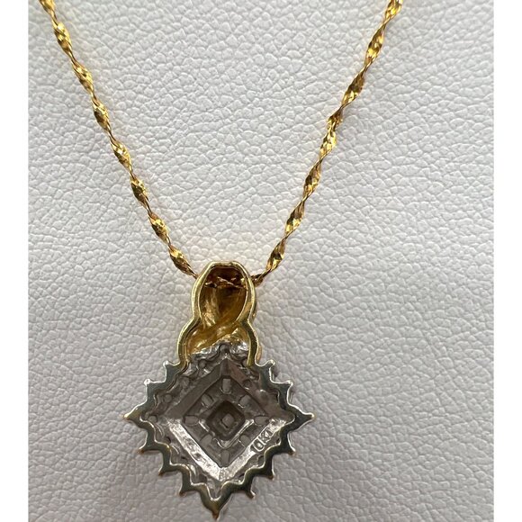 10K Gold Italy 20” Twisted Rope Chain w/ PGDA 10K Moissanite Cluster Pendant - Picture 6 of 16